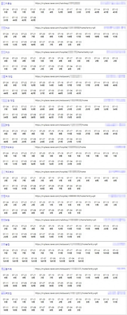 일자별 순위 변화 리포트